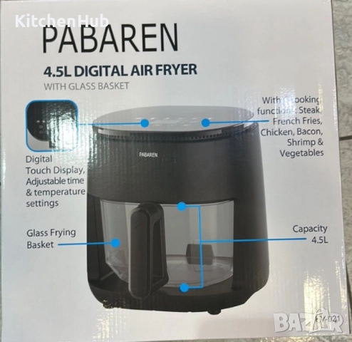 PABAREN 4.5L 1500W Дигитален екран модел от 2025 360 градуса видимост на храната, снимка 3 - Други - 52120658