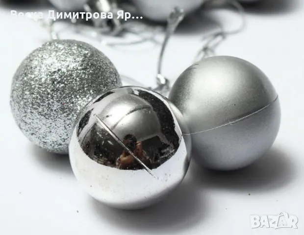 Комплект от 6 броя коледни топки, 4 см., снимка 3 - Декорация за дома - 47943262