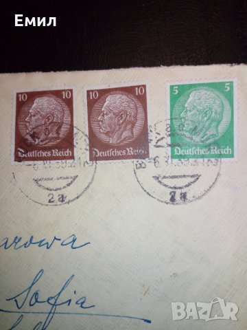 Пътувал пощенски плик Германия/България 1939г., снимка 4 - Филателия - 34639563