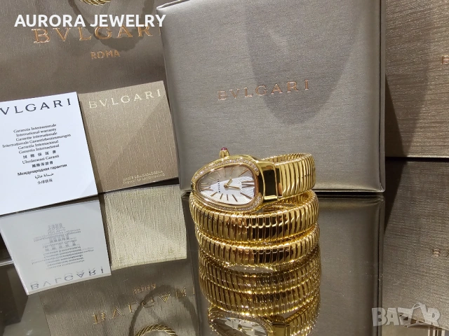 BVLGARI Serpenti Tubogas Snake Gold Diamonds Дамски Часовник, снимка 4 - Дамски - 53058199