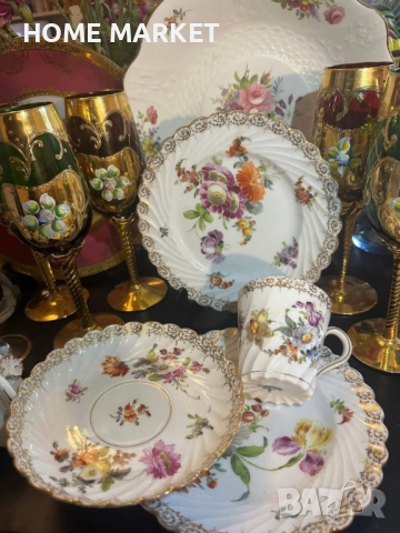 Circa 1894 наличие на няколко великолепни тройни сета съвместимост на чашката около 175 мл, , снимка 10 - Антикварни и старинни предмети - 52612675