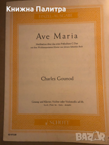 Ave Maria - für Gesang (hoch), Klavier, Violine oder Cello ad. lib 