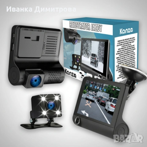 Видеорегистратор със задна камера, помощ при паркиране и сензор за движение