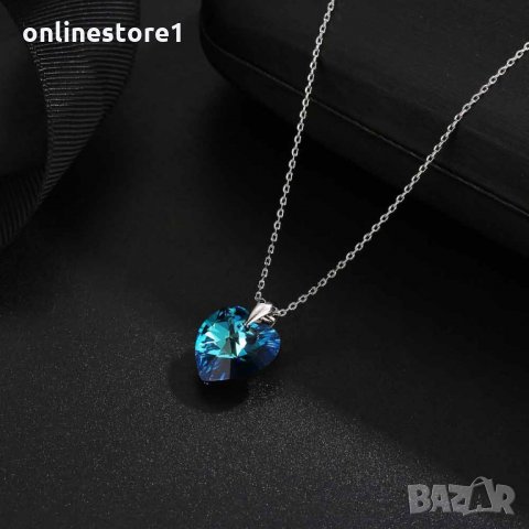 Сребърно колие - Сърце Сваровски Код: BKJ120, снимка 3 - Колиета, медальони, синджири - 32796651