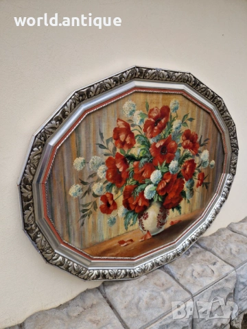 Уникална майсторска антикварна авторска картина масло върху платно , снимка 4 - Картини - 53210270