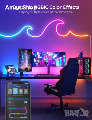 Govee RGBIC неонови LED ленти 3M Направи си сам форма с лед въже, снимка 3 - Лед осветление - 50196460