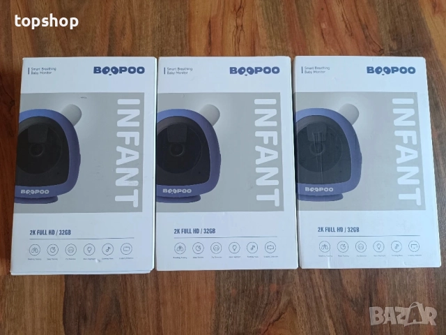 ЧИСТО НОВ, ЗАПЕЧАТАН Бебефон BOOPOO с изкуствен интелект за проследяване на дишането, 2K HD камера.., снимка 8 - Бебефони - 51637823