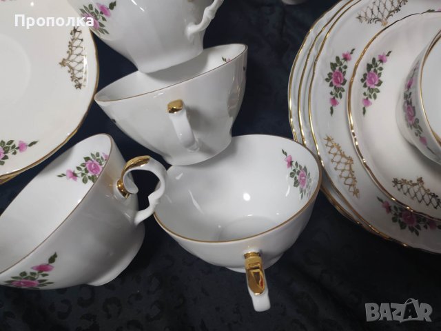 Немски, красив сервиз "Златна дантела с рози", снимка 3 - Сервизи - 43914027