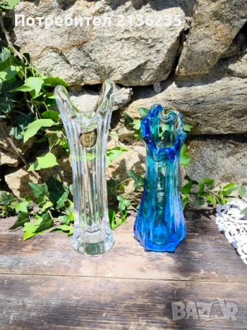 Две вази цветно стъкло , снимка 3 - Антикварни и старинни предмети - 50194149
