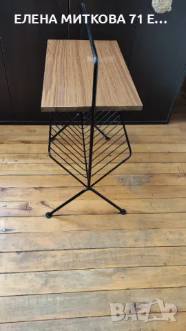 Масивна поставка за вестници/масичка 2 в 1 от желязо и дърво, снимка 2 - Други - 47753655