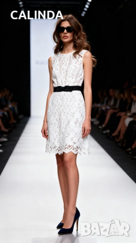 Нова официална дантелена рокля с колан