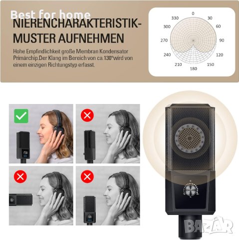 Професионален  кондензаторен USB микрофон  JEEMAK PC23 , снимка 6 - Микрофони - 43510818