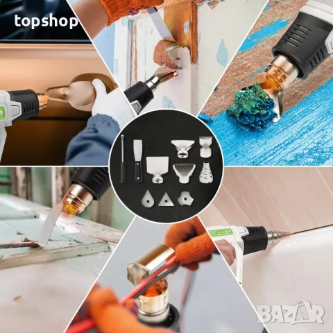 Пистолет за горещ въздух Huepar Tools HG01 с цифров дисплей, 50 °C - 660 °C, 10 аксесоара + защити, снимка 7 - Гедорета - 50542379