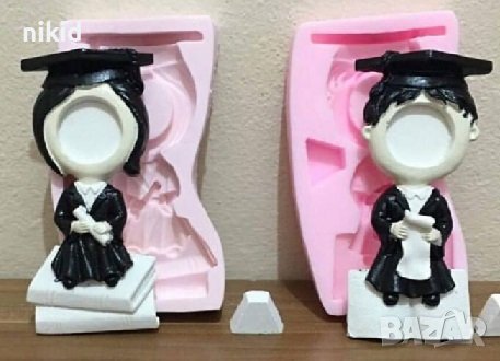 абитуриент лице снимка бал завършване голям силиконов молд форма фондан гипс декор, снимка 3 - Форми - 40394019