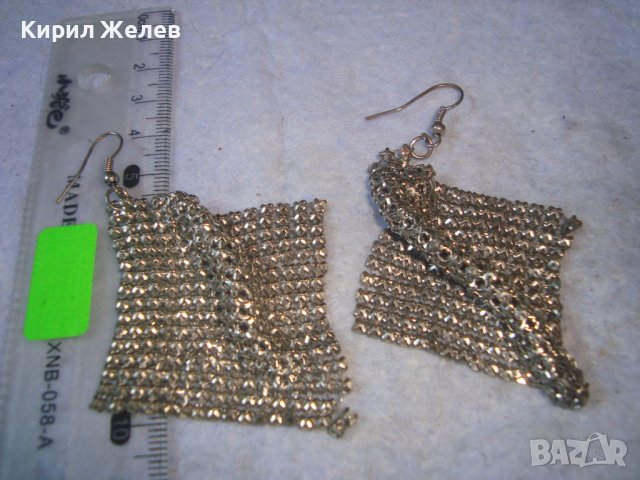 БЛЕСТЯЩИ СРЕБРИСТИ РОМБОИДНИ РЕТРО СТИЛ ОБЕЦИ АРТ ПЛЕТКА Тип РИЗНИЦА от БЛАГОРОДНА Нер СТОМАНА 99410, снимка 3 - Обеци - 37756349