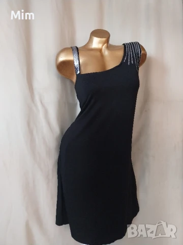2XL/3XL Черна семпла рокля със сребристи пайети , снимка 2 - Рокли - 50637386