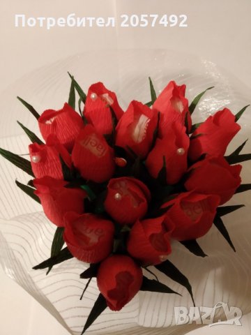Букети от бонбони: кръгли и във форма на сърце, снимка 4 - Романтични подаръци - 27814115