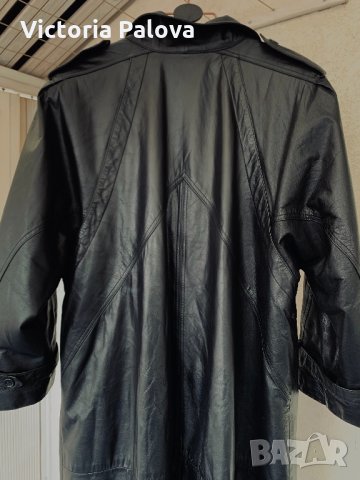 Дълъг черен кожен тренчкот,тренд, снимка 8 - Палта, манта - 32318250