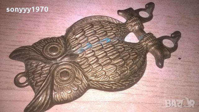 сова/бухал-мед/месинг-внос франция-12х7см, снимка 4 - Колекции - 26693034