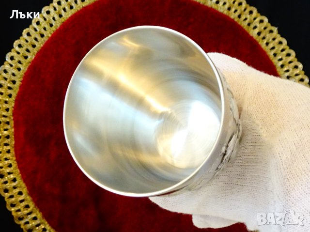 Бокал,чаша от калай Гроздобер,вино. , снимка 6 - Антикварни и старинни предмети - 44110387