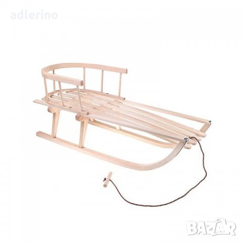 Дървена шейна, детска шейна, 90х32 см, с облегалка