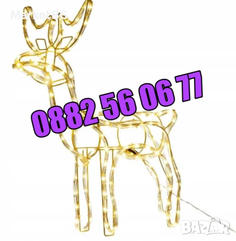 Коледен светещ елен, коледна украса, студено бяла светлина, снимка 5 - Декорация за дома - 52428668