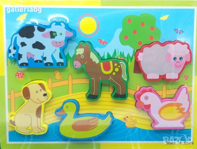 Дървен пъзел с домашни животни