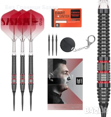 Нов Професионален дартс сет 95% волфрам K-Flex Swiss Storm 24g стрели