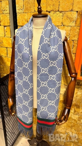 двулицев кащмирен шал gucci Burberry Louis Vuitton , снимка 17 - Шалове - 52149913