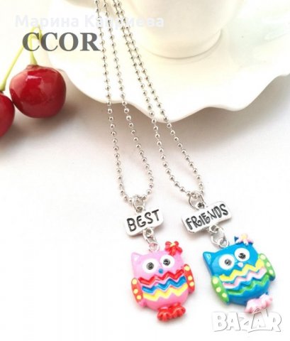 Колие "Best Friends" бухал за две приятелки /К-35/, снимка 2 - Колиета, медальони, синджири - 28340620