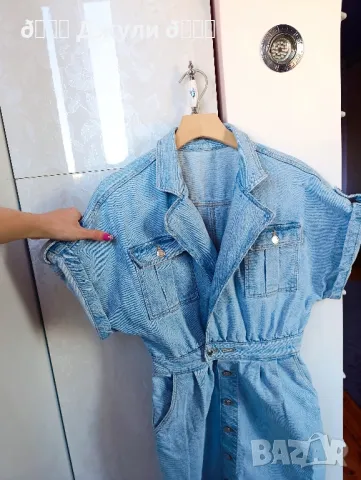 Рокля от светъл деним с джобове, снимка 4 - Рокли - 49391432
