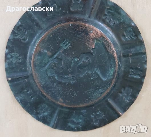 35см стара Дървена  чиния -пано - поднос,  дърворезба, черпак, голяма чиния, зодия, снимка 12 - Декорация за дома - 31174809