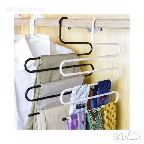 ( МЕТАЛНА-S ) Закачалка за панталони и поли, S образна, бяла или черна, снимка 11 - Други стоки за дома - 44011636