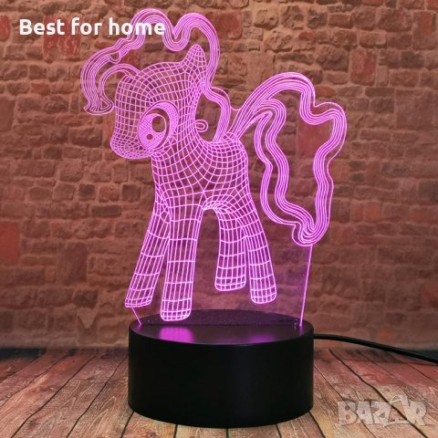 3D лампа My Little Pony с дистанционно и многоцветно осветление, снимка 2 - Настолни лампи - 43924071