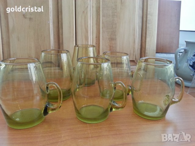Стари стъклени чаши халби, снимка 1 - Антикварни и старинни предмети - 36989778