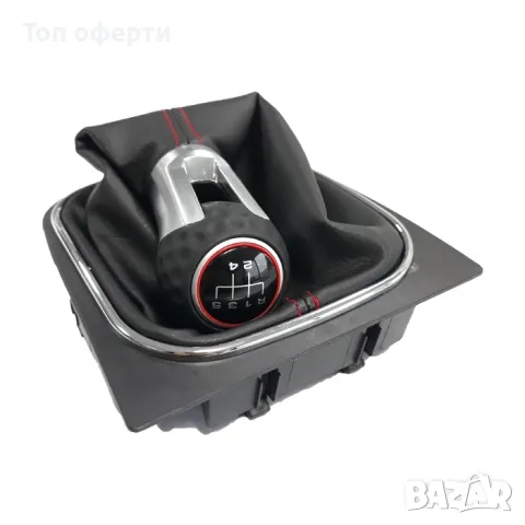 Топка за скоростен лост с маншон съвместима с VW Golf GTI 03-12 с 5 скорости - червен конец, снимка 2 - Аксесоари и консумативи - 48700395