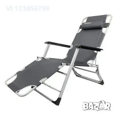 Сгъваем Усилен Шезлонг с подлакътник и възглавница, снимка 2 - Къмпинг мебели - 50790707