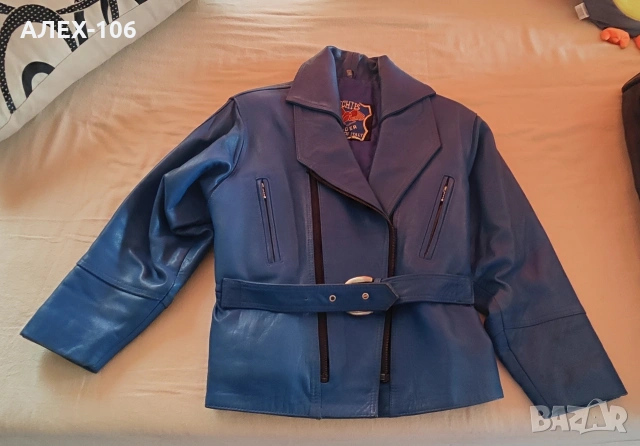 Кожени якета син 
