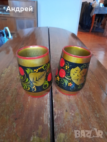 Стара Руска дървена чаша,чаши,хохлома #9, снимка 2 - Други ценни предмети - 52893128