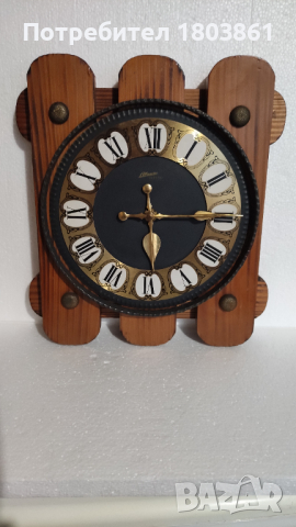 Atlanta стар германски стенен часовник от дърво,ковано желязо и месинг масивен, снимка 1