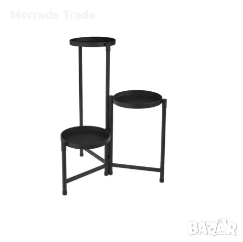  	Декоративен цветарник Mercado Trade, Метал, 3 нива, Черен , снимка 2 - Декорация за дома - 49364153