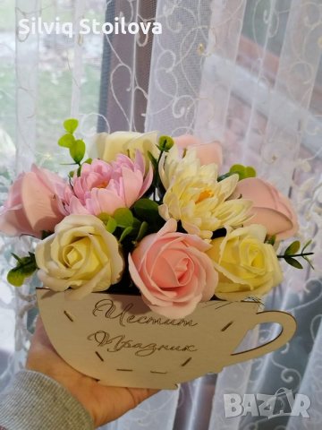 Чаши със сапунени цветя, снимка 2 - Подаръци за жени - 39594441