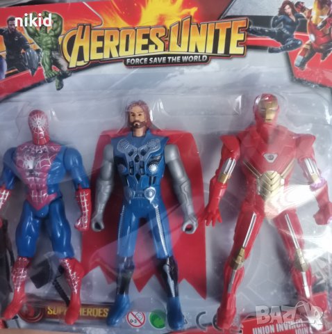 3 бр Avengers Отмъстителите Спайдърмен iron man  Тор пластмасови фигурки играчки и украса за торта, снимка 1 - Фигурки - 37377555