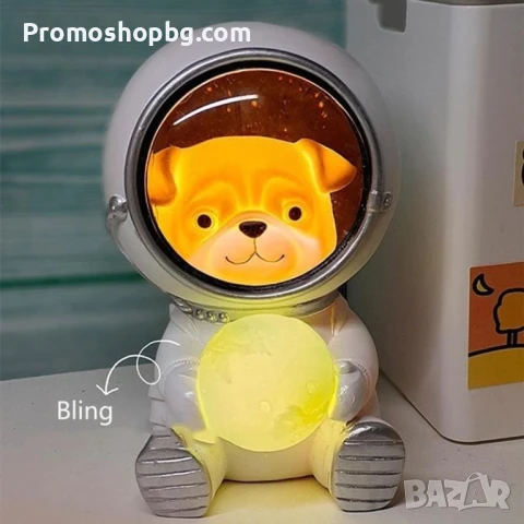 Нощна детска лампа, Астронавт, Куче, LED лампа