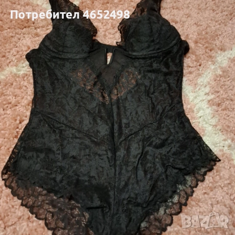 Дамско  черно Боди с дантела, снимка 4 - Бельо - 53575439