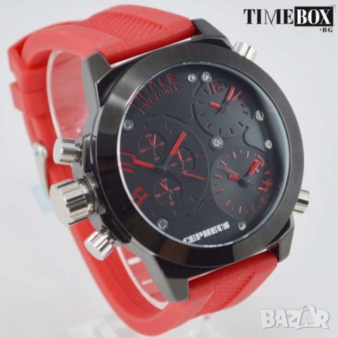CEPHEUS Triple Time Zone Oversized Red CP902-624. Нов мъжки часовник в  Мъжки в гр. Велико Търново - ID28491065 — Bazar.bg