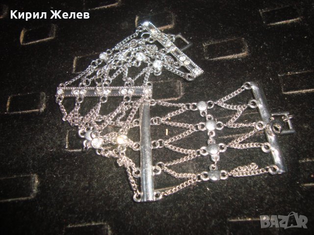 КРИСТАЛНА СРЕБРИСТА ЕТНО-СТИЛ ПЛЕТЕНА ГРИВНА 22871, снимка 4 - Гривни - 33435017