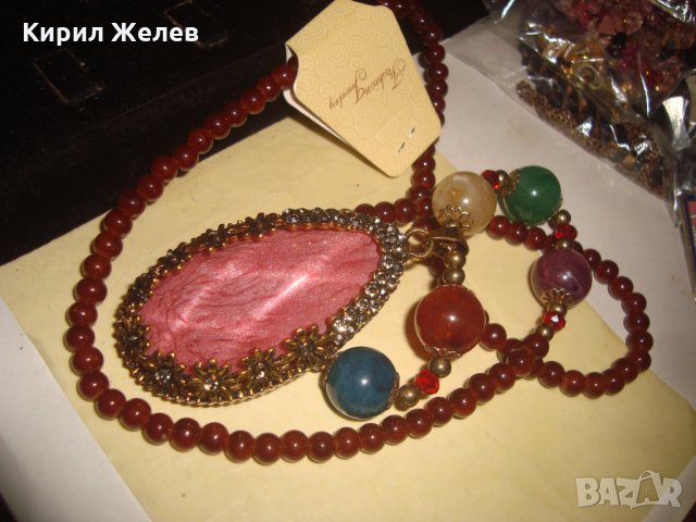 СКЪПОЦЕННО МАРКОВО НОВО МОДНО КОЛИЕ ОГЪРЛИЦА КАМЪНИ КРИСТАЛИ БРОНЗ 20593, снимка 11 - Колиета, медальони, синджири - 33423103