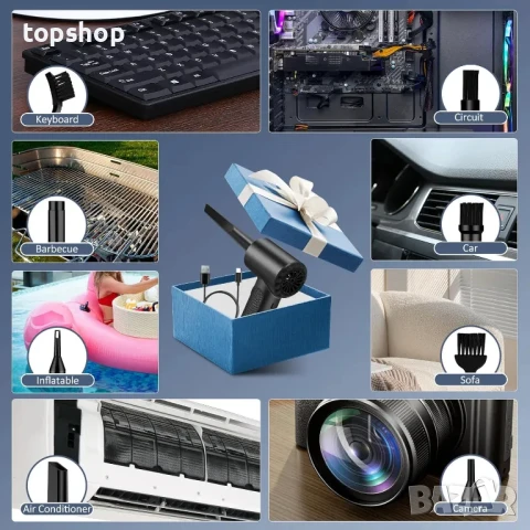 Terawetre Пневматична прахосмукачка за компютър, 3-скоростна регулируема, акумулаторна, безкабелна, снимка 4 - Прахосмукачки - 50455379