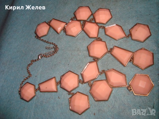 ВИНТИДЖ ФАСЕТИРАНА ЗЛАТИСТА РЕТРО АРТ ОГЪРЛИЦА 26996, снимка 6 - Колиета, медальони, синджири - 35079140